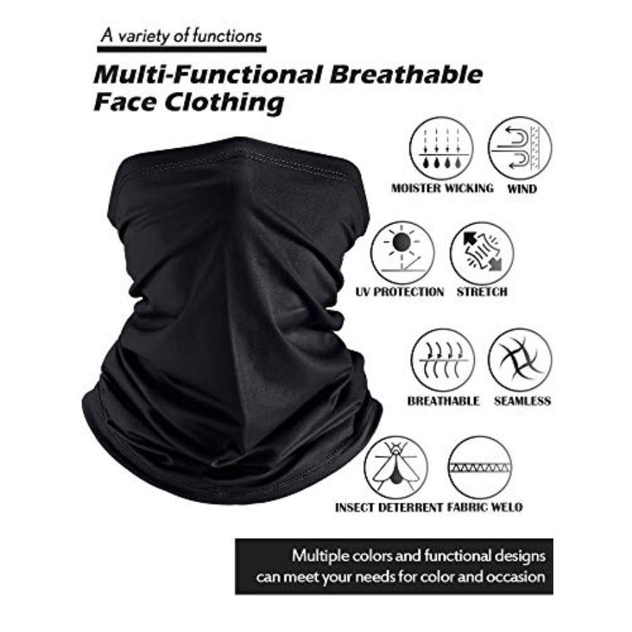 Summer Neck Gaiter Mask Windpr - Black Face Mask Pack บทวิจารณ์และราคา