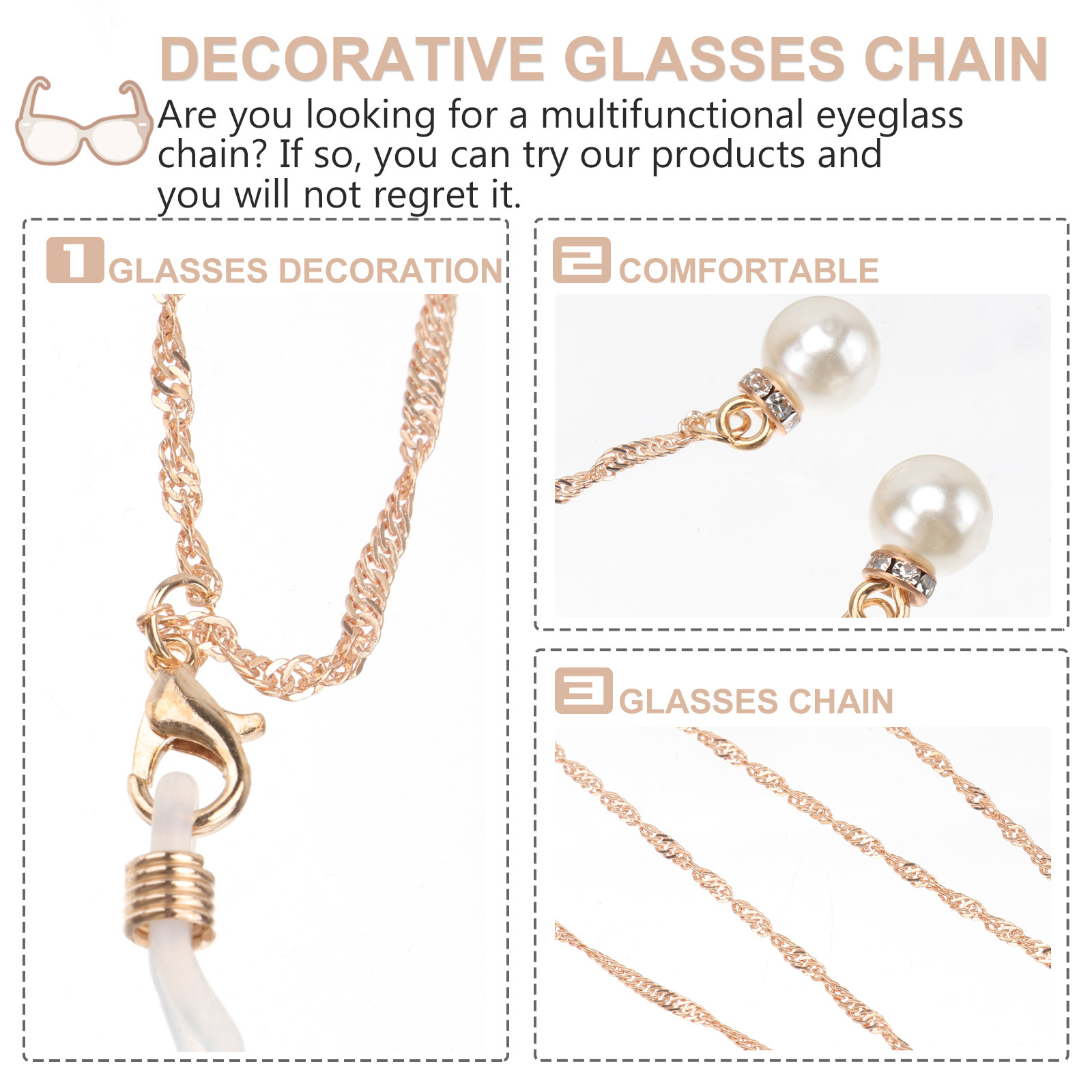 1Pcs Pearl Glasses Chain Styli - Mask Chain Holder บทวิจารณ์และราคา