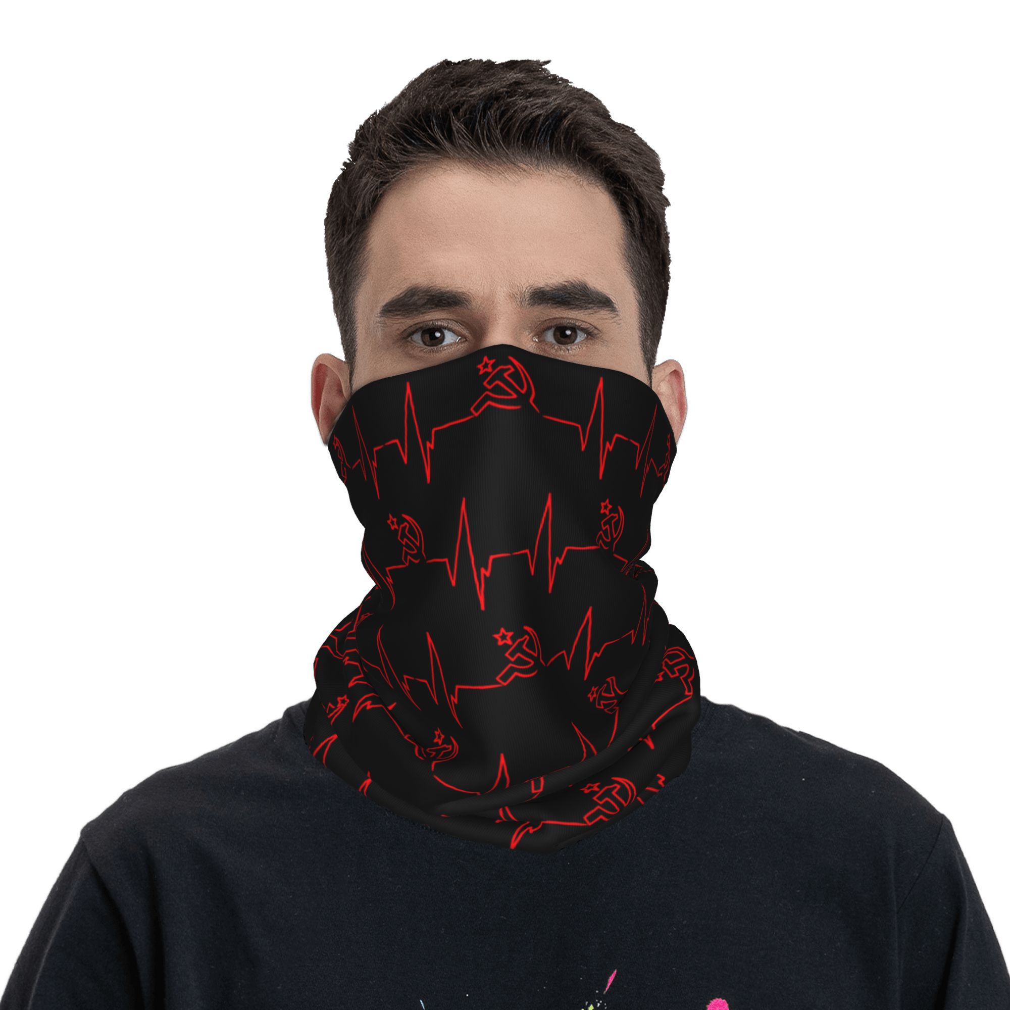 Custom Heartbeat Russian Flag  - Neck Gaiter Face Cover บทวิจารณ์และราคา