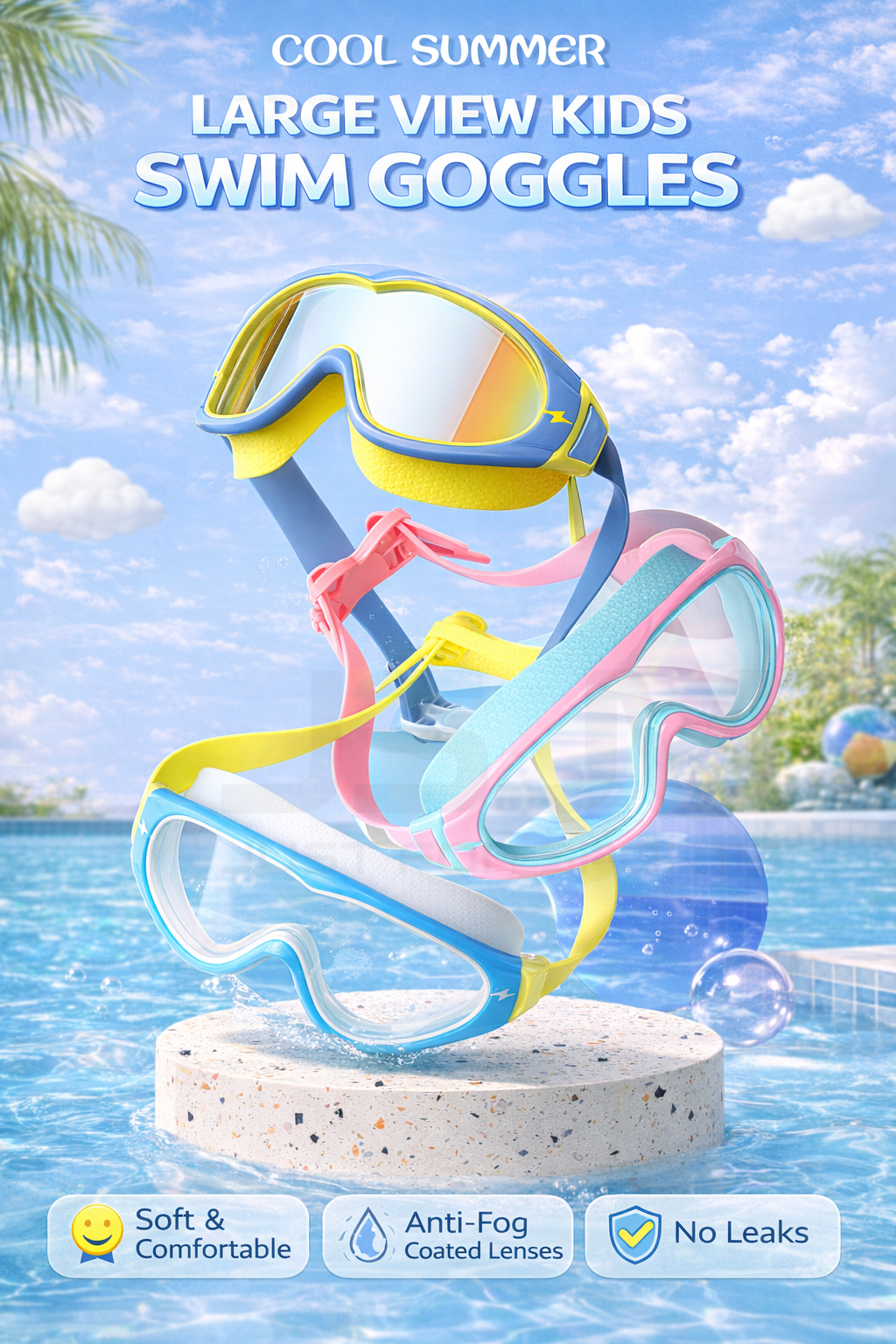 JSJM Kids Swimming Goggles Big - Silicone Mask Bracket บทวิจารณ์และราคา