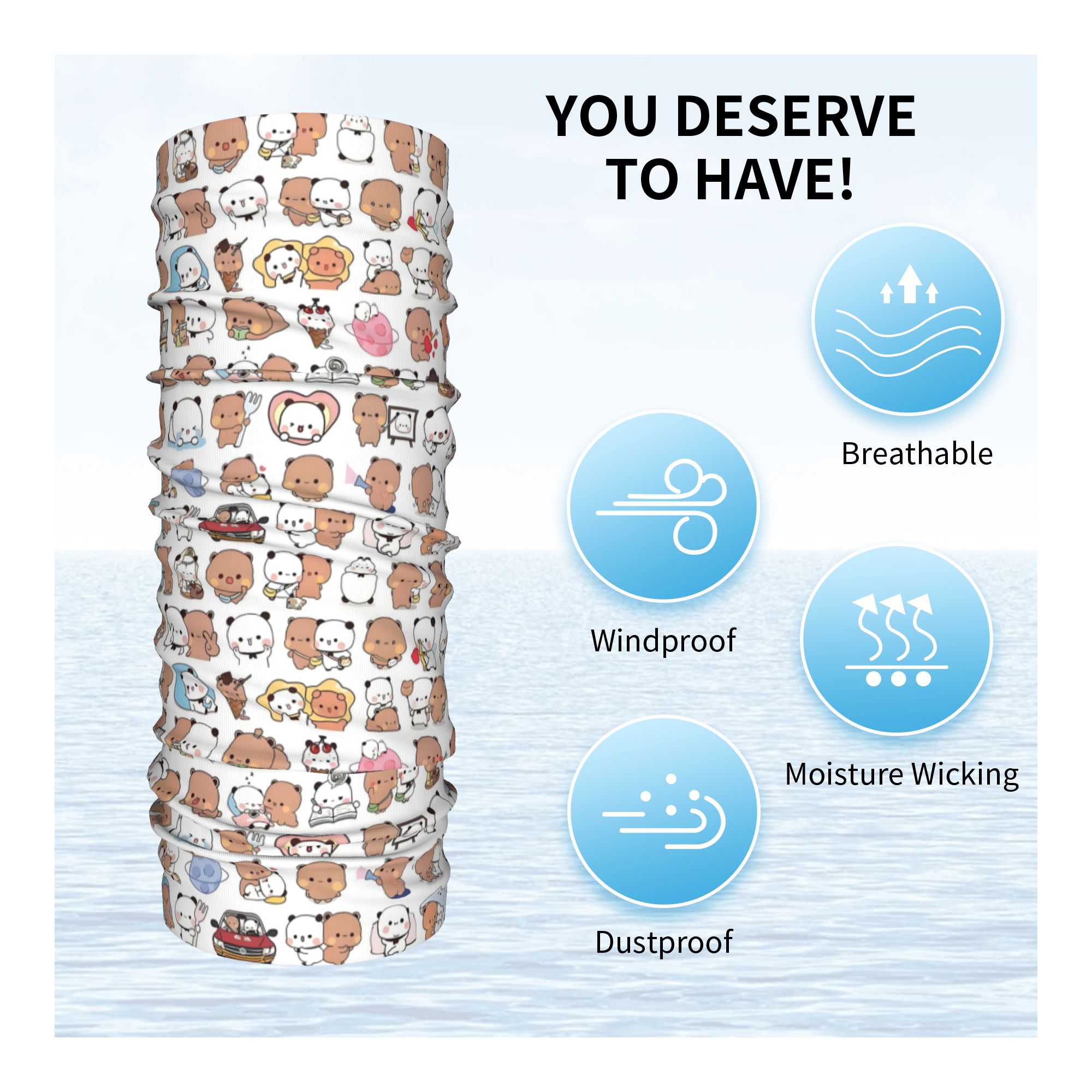 Custom Bear Cartoon Peach And  - Neck Gaiter Face Cover บทวิจารณ์และราคา