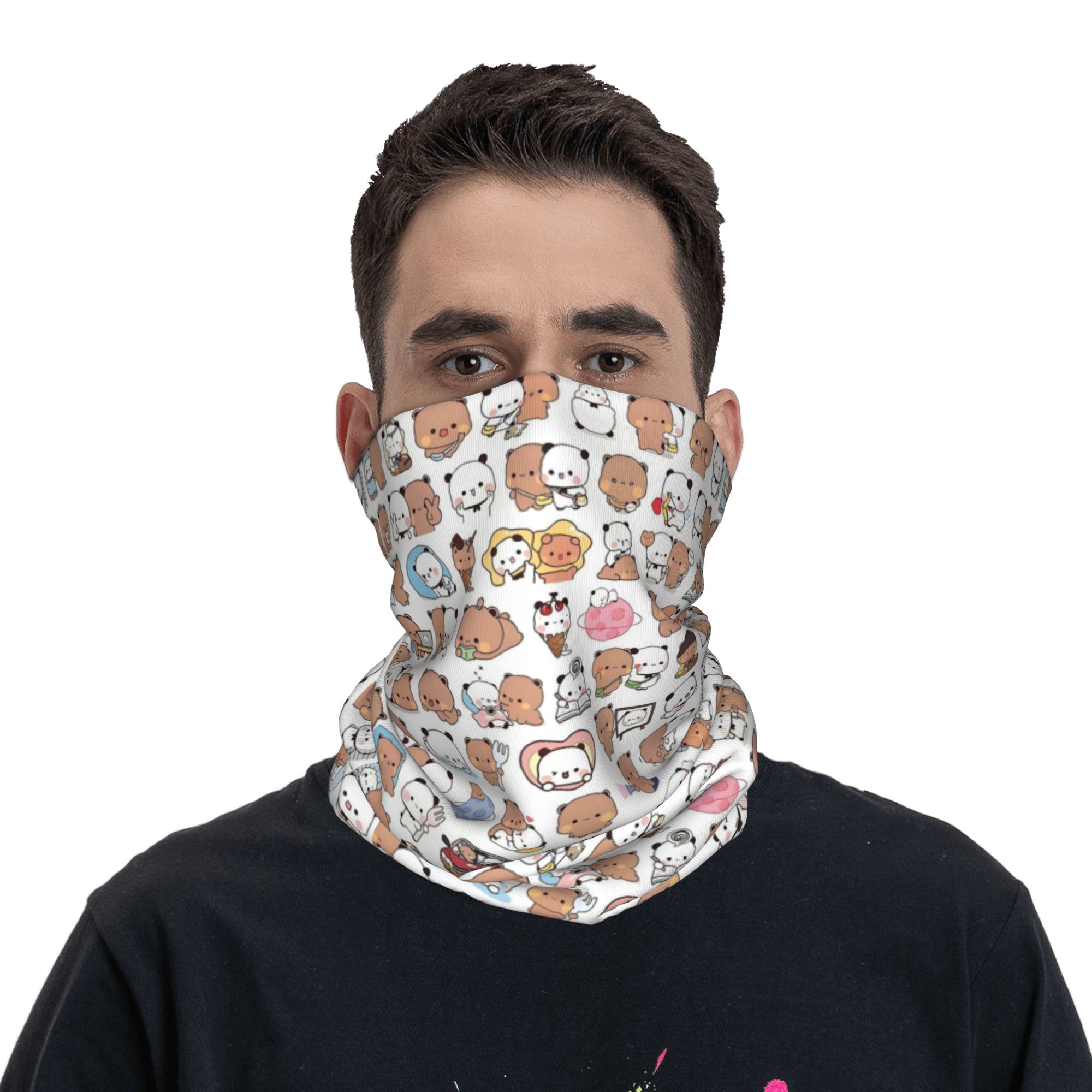 Custom Bear Cartoon Peach And  - Neck Gaiter Face Cover บทวิจารณ์และราคา