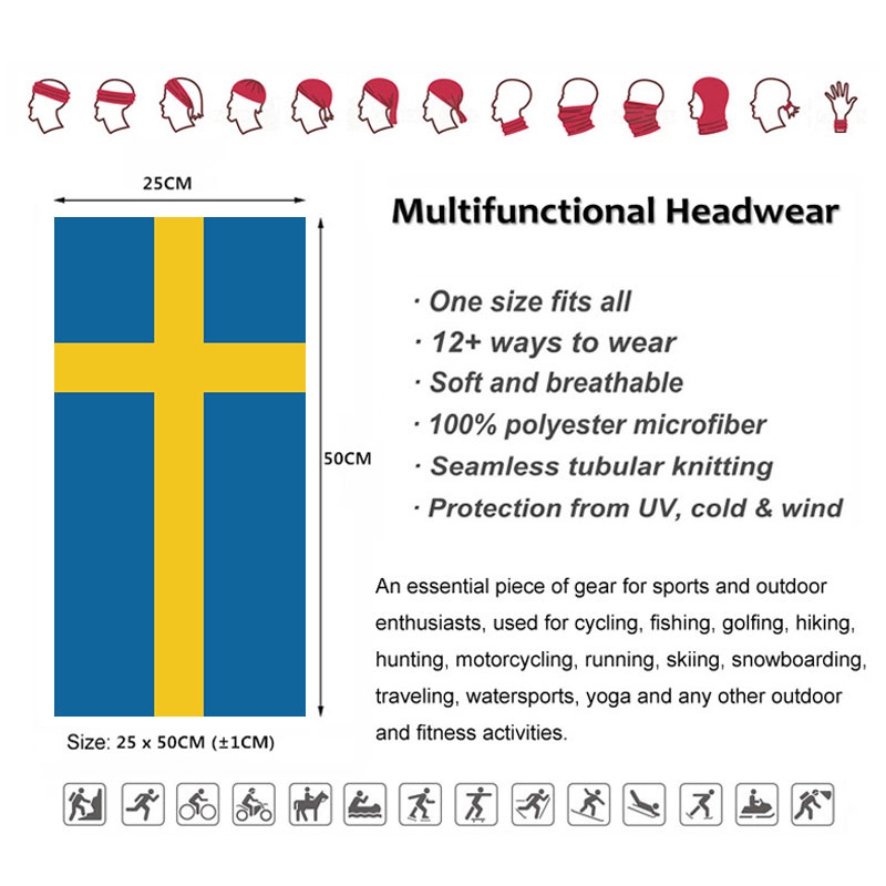 Sweden Flag Printed Bandana He - Neck Gaiter Face Cover บทวิจารณ์และราคา
