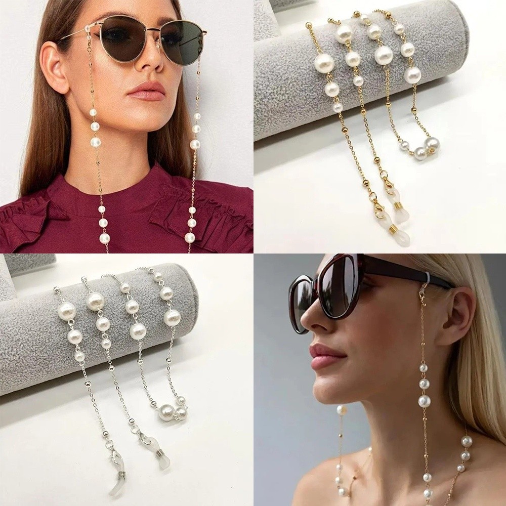 Trendy Pearl Beaded Sunglass C - Mask Lanyard Adjustable บทวิจารณ์และราคา