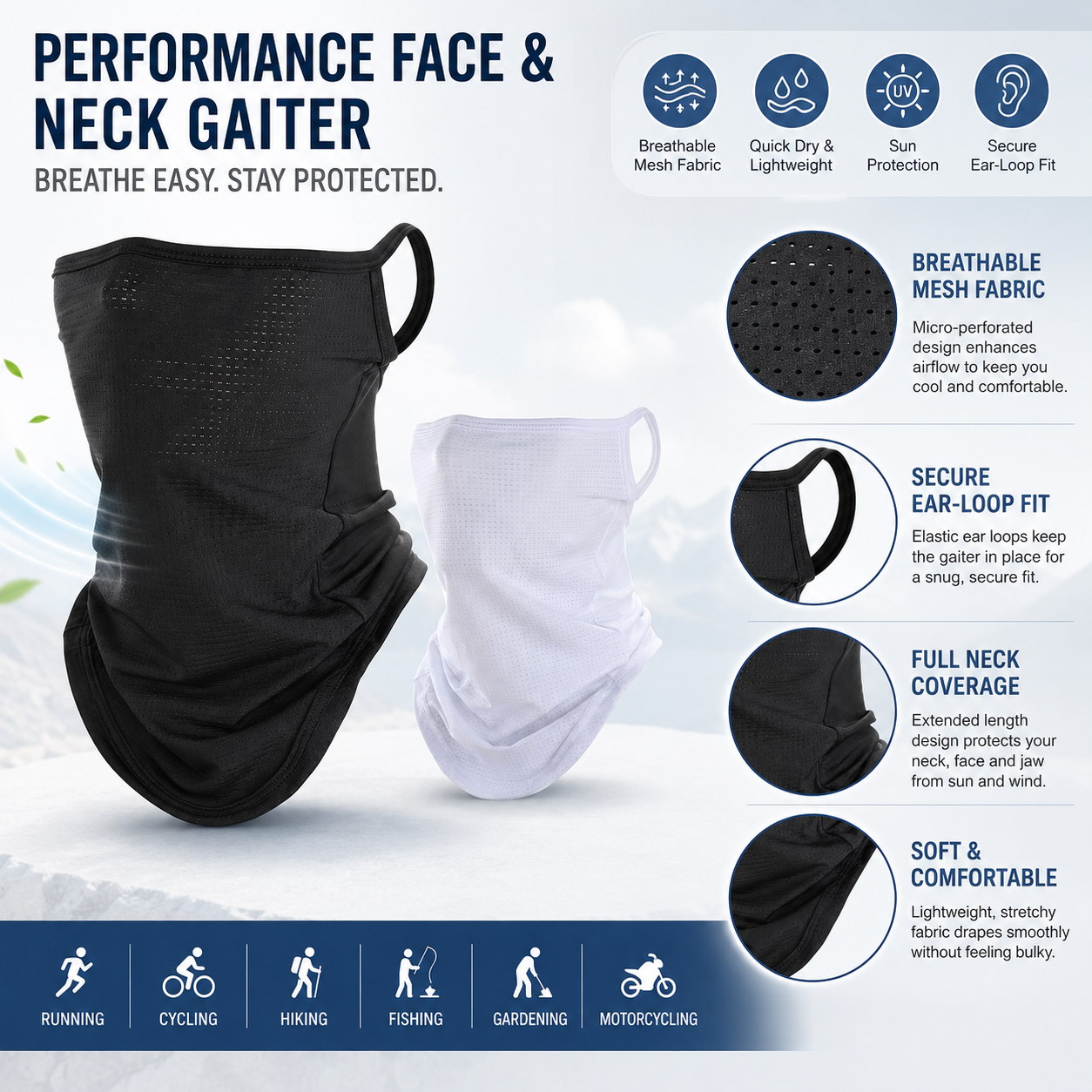 Breathable Quick-Dry Neck Gait - Respirator Half Face บทวิจารณ์และราคา