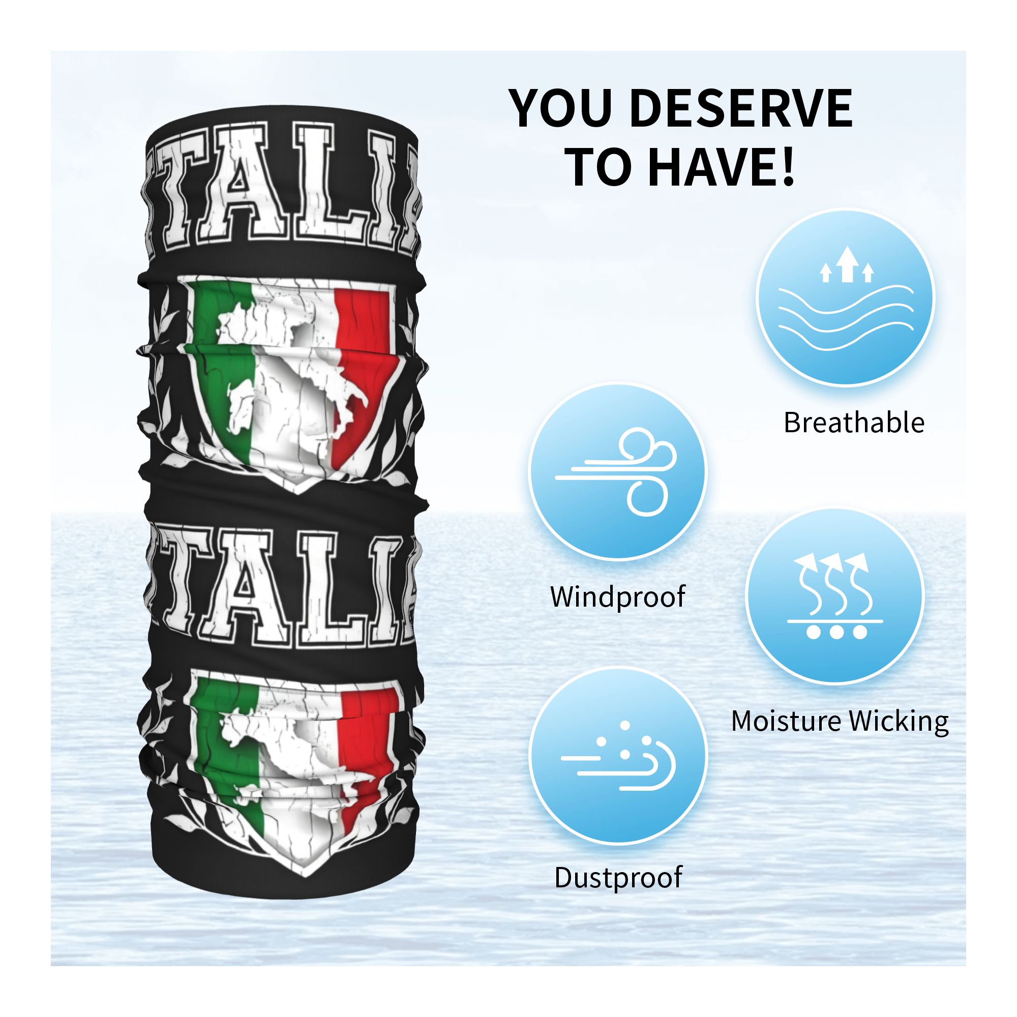 Custom Italy Flag Bandana Neck - Neck Gaiter Face Cover บทวิจารณ์และราคา