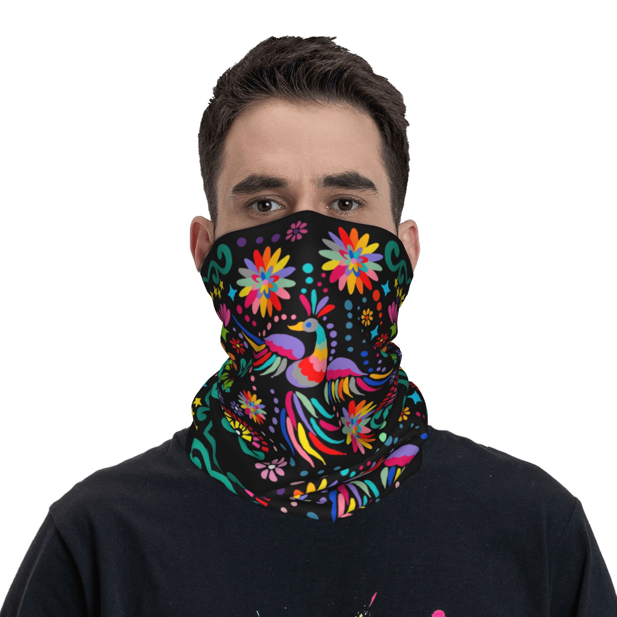 Custom Mexican Floral Flower T - Neck Gaiter Face Cover บทวิจารณ์และราคา